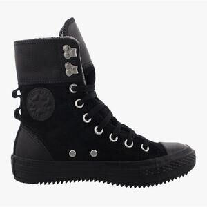 Converse Womens Chuck Taylor Elsie Rolldown Black Leather Boots Size 6